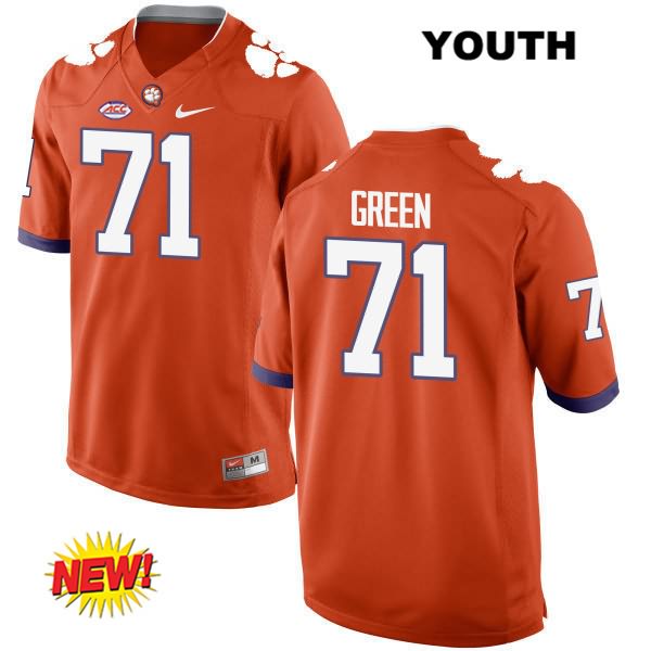 Youth Clemson Tigers #71 Noah Green Stitched Orange New Style Authentic Nike NCAA College Football Jersey HIT8146NR